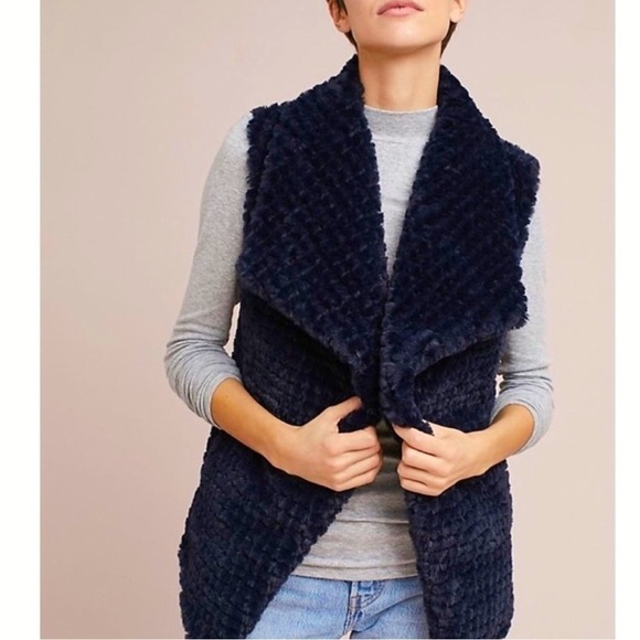 NVLT Jackets & Blazers - ANTHROPOLOGIE NVLT Navy Fur Vest